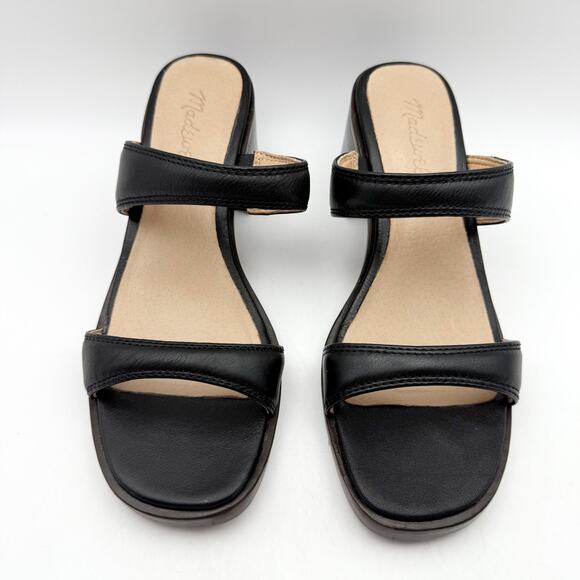 Madewell Womens The Saige Double-Strap Sandal US 6.5 Black Leather EUC - Picture 7 of 14